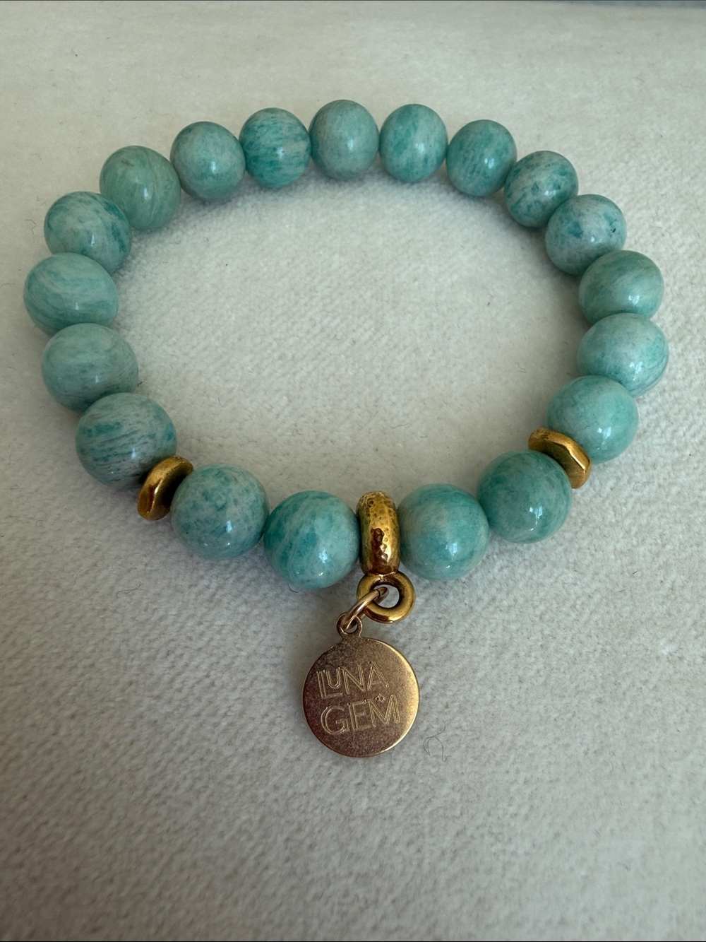 Amazonite Beaded Stretch Bracelet - Aqua Green by Luna Gem